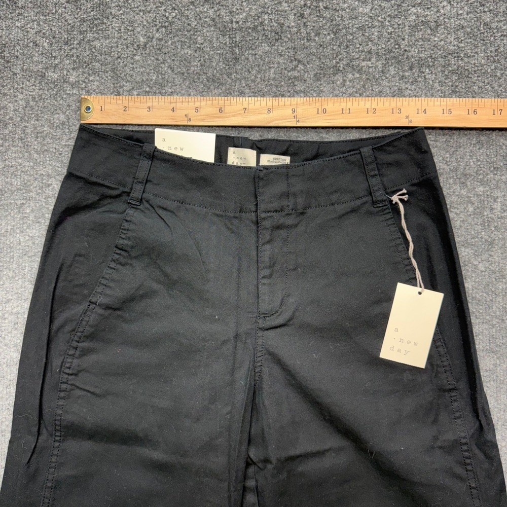 A New Day Womens Black High Rise Straight Leg Stretch Pants Size 4R 018 04 7884 - Picture 4 of 11